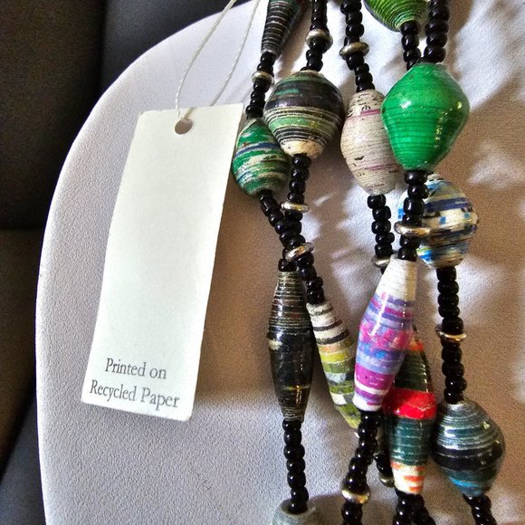 New Recycled Paper Beads Acacia Creation Artisan Necklace Bracelet Studio Kenya - Picture 9 of 16